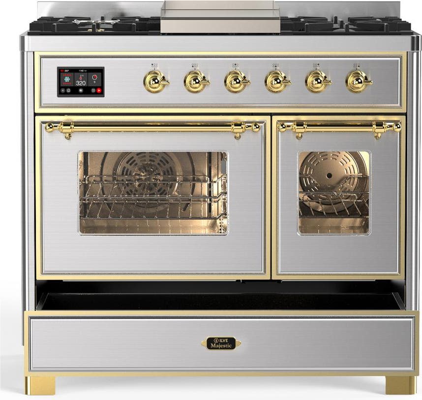 Ilve UMD40FNR3SSG Natural Gas, Triple Glass Door, Stainless Steel, B...