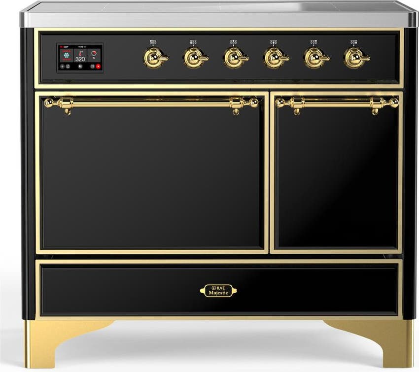 Glossy Black With Brass Trim
