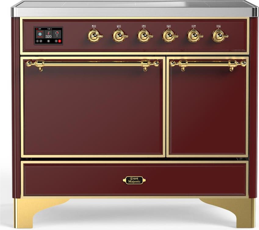 Burgundy With Brass Trim