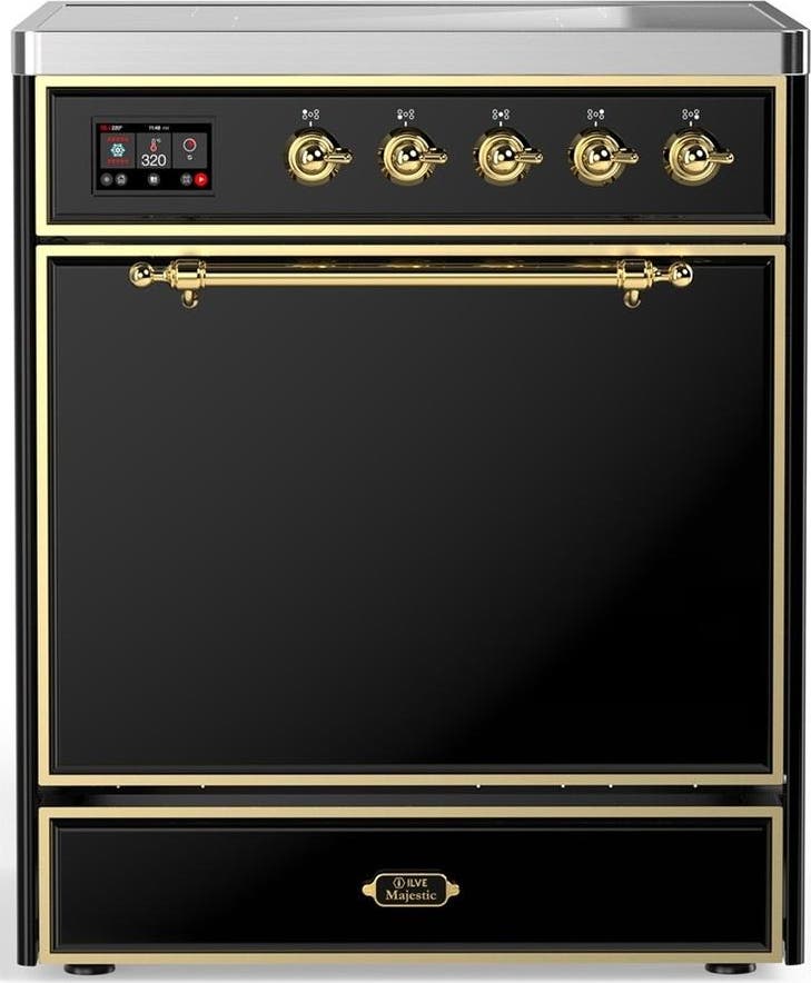 Glossy Black With Brass Trim