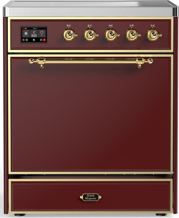 Burgundy With Brass Trim