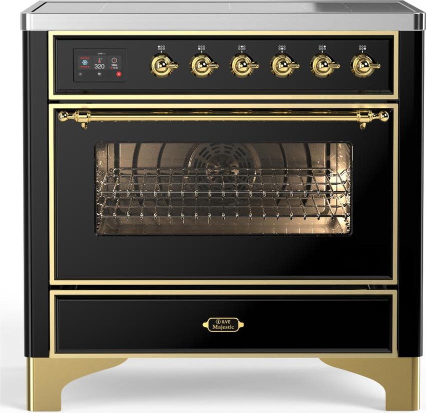 Glossy Black With Brass Trim