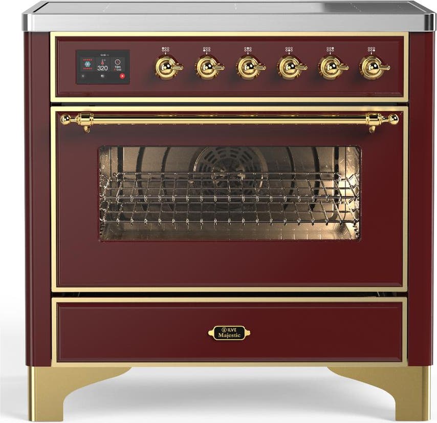 Burgundy With Brass Trim