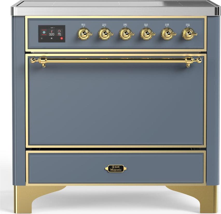 Blue Grey With Brass Trim