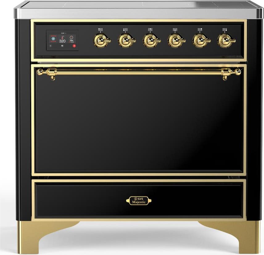 Glossy Black With Brass Trim