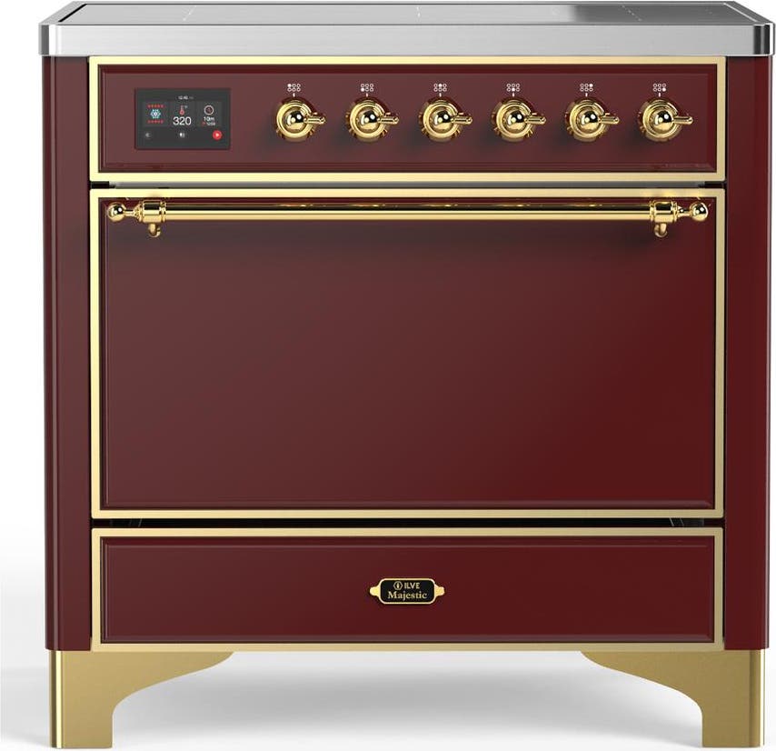 Burgundy With Brass Trim