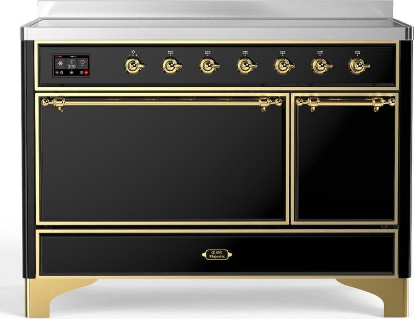 Glossy Black With Brass Trim