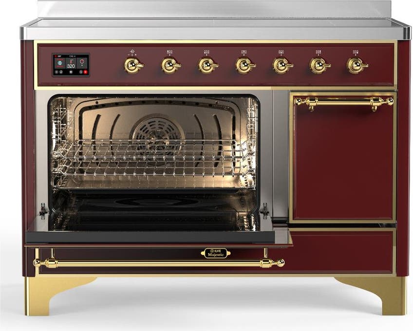 Ilve UMIB48QNR3BUG Burgundy With Brass Trim