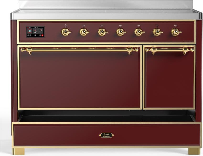 Ilve UMIB48QNR3BUG Burgundy With Brass Trim