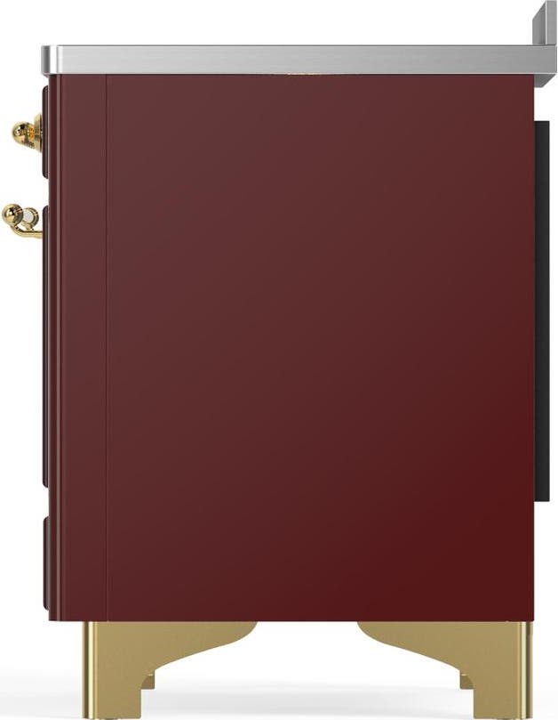 Ilve UMIB48QNR3BUG Burgundy With Brass Trim