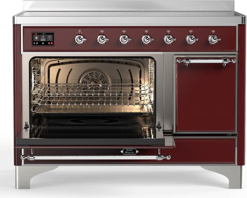 Ilve UMIB48QNR3BUC Burgundy With Chrome Trim