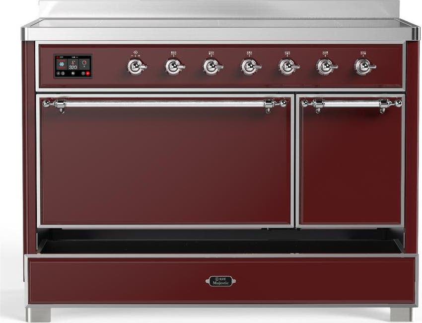 Ilve UMIB48QNR3BUC Burgundy With Chrome Trim