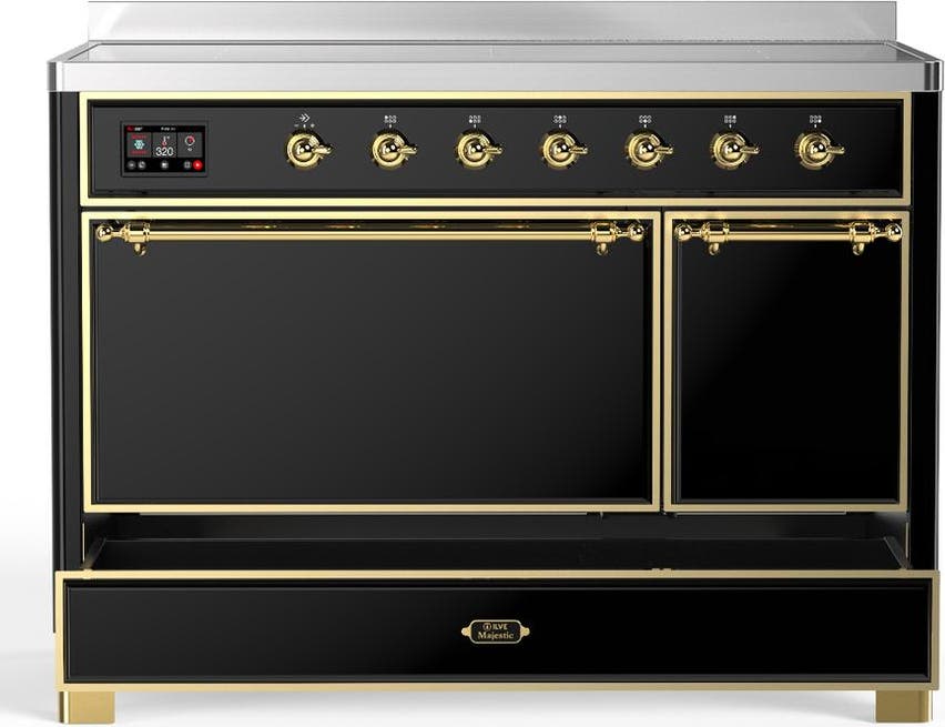 Ilve UMIB48QNR3BKG Glossy Black With Brass Trim