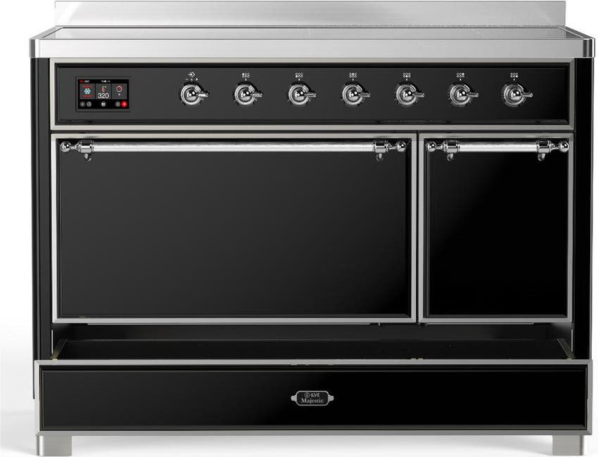 Ilve UMIB48QNR3BKC Glossy Black With Chrome Trim