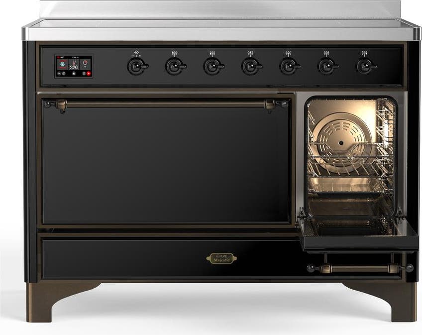 Ilve UMIB48QNR3BKB Glossy Black With Burnished Trim
