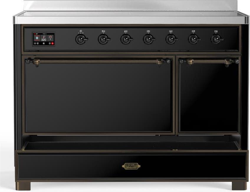 Ilve UMIB48QNR3BKB Glossy Black With Burnished Trim