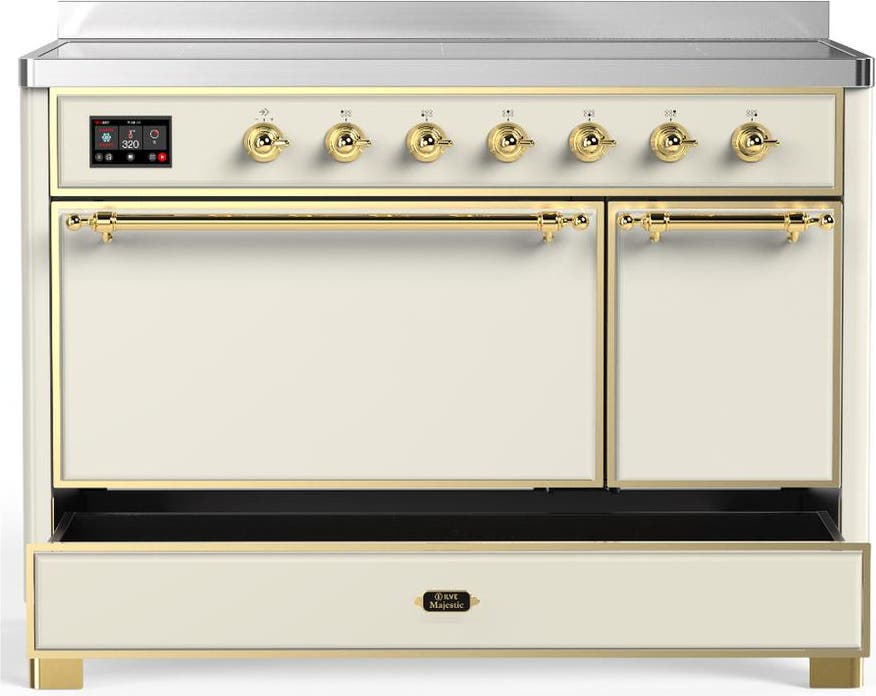 Ilve UMIB48QNR3AWG Antique White With Brass Trim