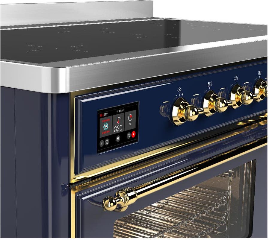 Ilve UMIB48NR3MBG Midnight Blue With Brass Trim
