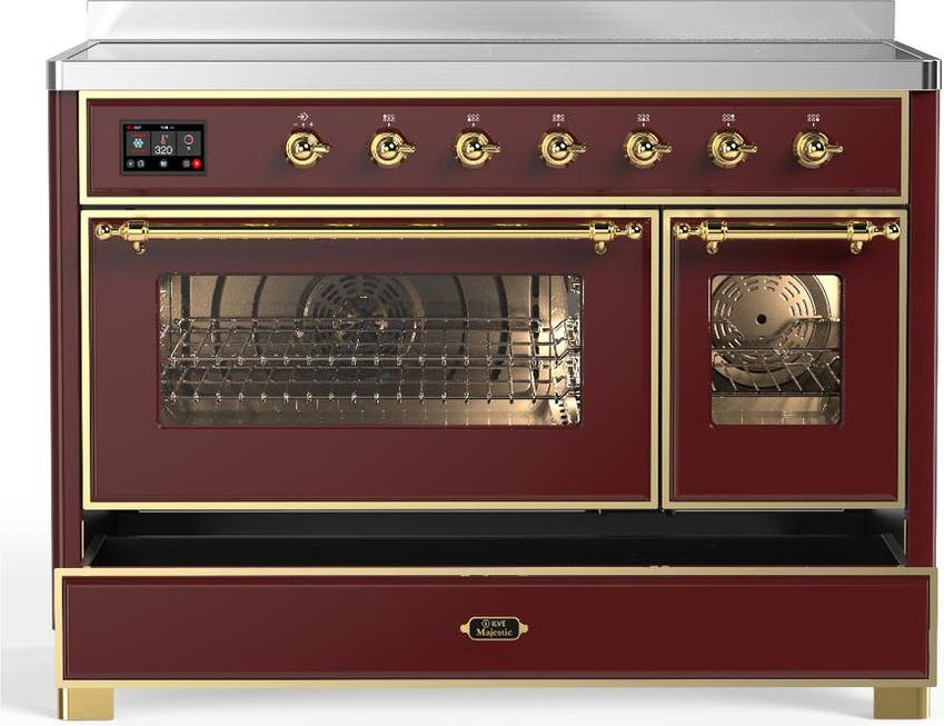 Ilve UMIB48NR3BUG Burgundy With Brass Trim