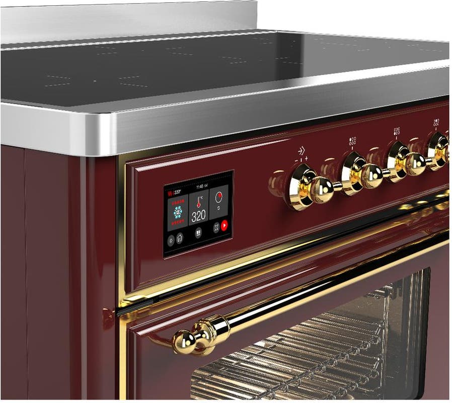 Ilve UMIB48NR3BUG Burgundy With Brass Trim
