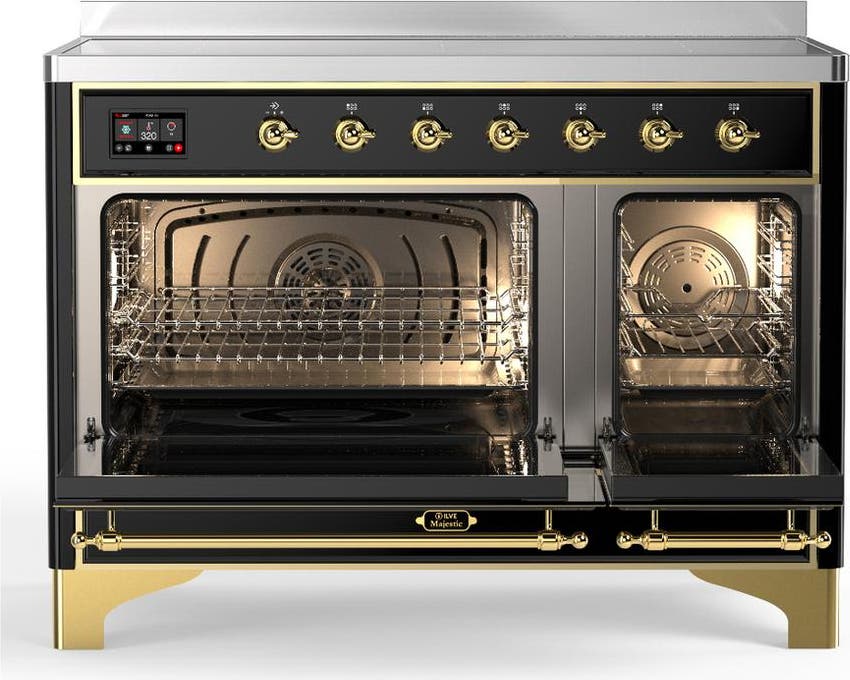 Ilve UMIB48NR3BKG Glossy Black With Brass Trim