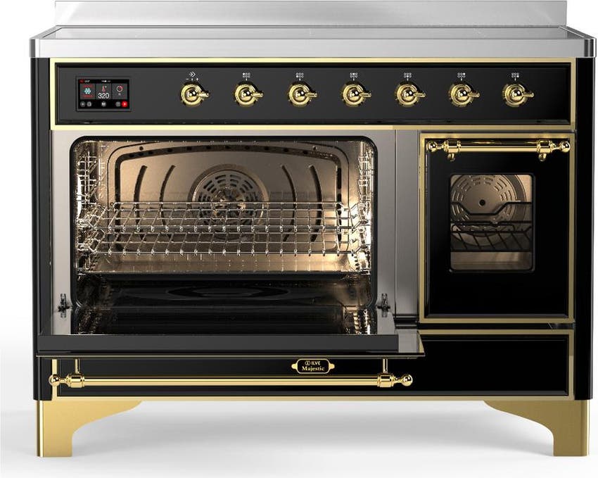 Ilve UMIB48NR3BKG Glossy Black With Brass Trim