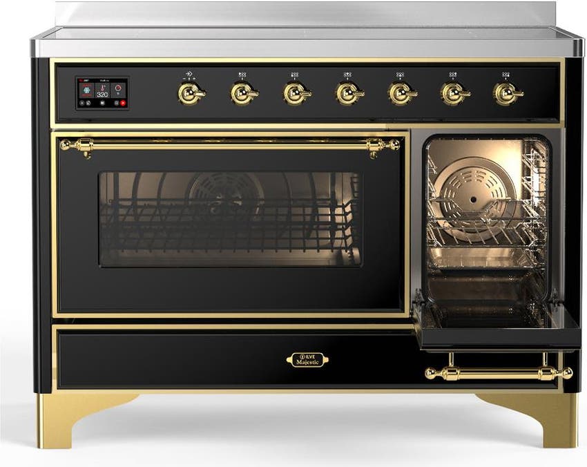 Ilve UMIB48NR3BKG Glossy Black With Brass Trim