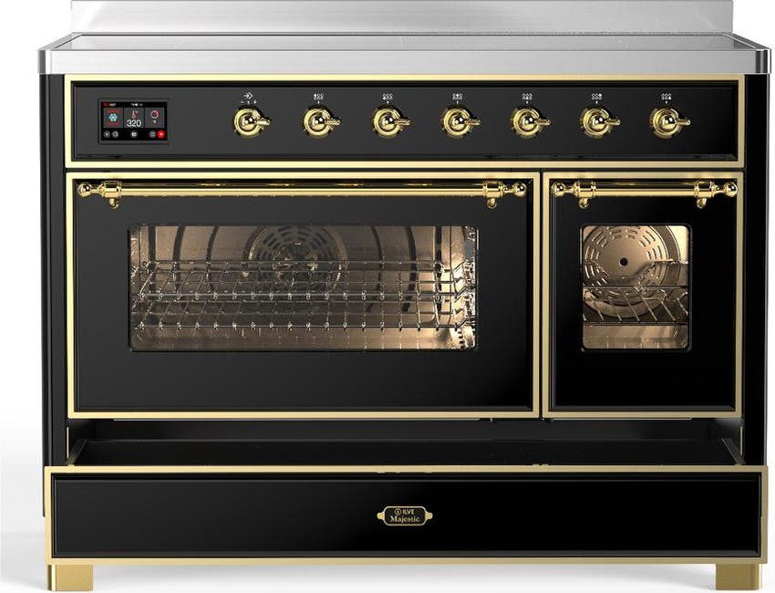 Ilve UMIB48NR3BKG Glossy Black With Brass Trim