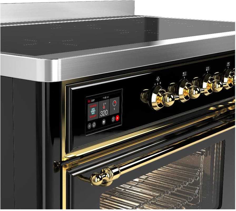 Ilve UMIB48NR3BKG Glossy Black With Brass Trim