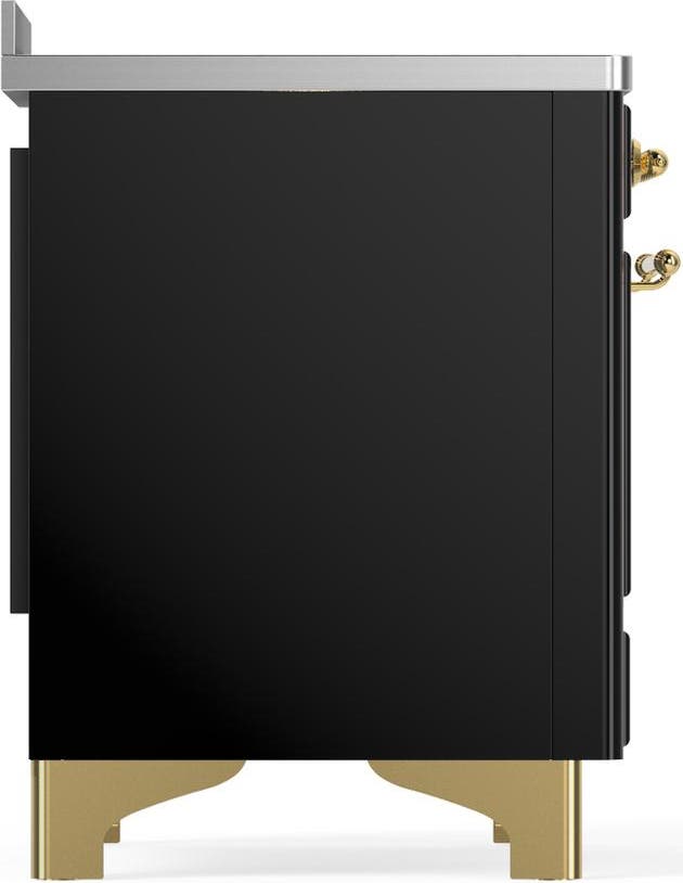 Ilve UMIB48NR3BKG Glossy Black With Brass Trim
