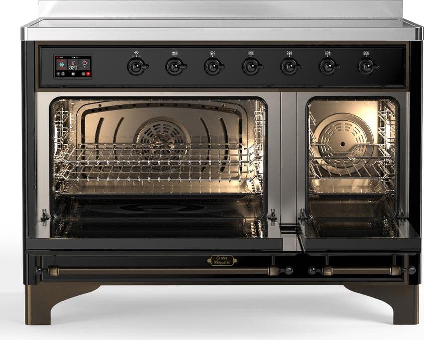 Ilve UMIB48NR3BKB Glossy Black With Burnished Trim
