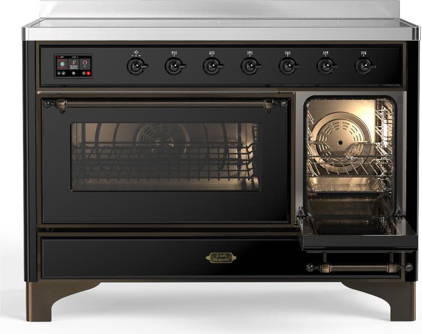 Ilve UMIB48NR3BKB Glossy Black With Burnished Trim
