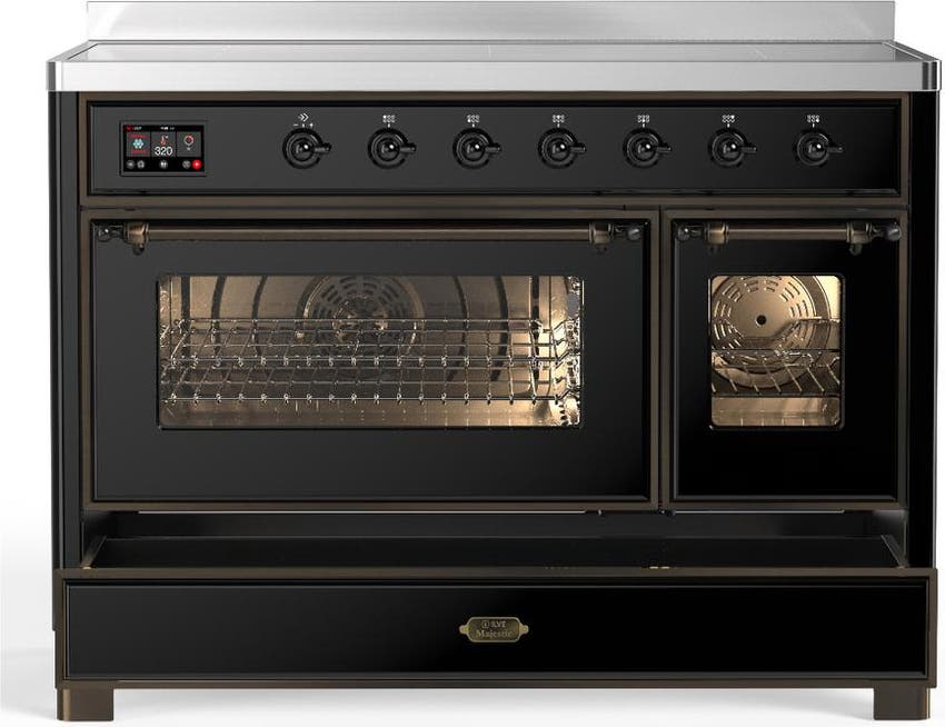 Ilve UMIB48NR3BKB Glossy Black With Burnished Trim