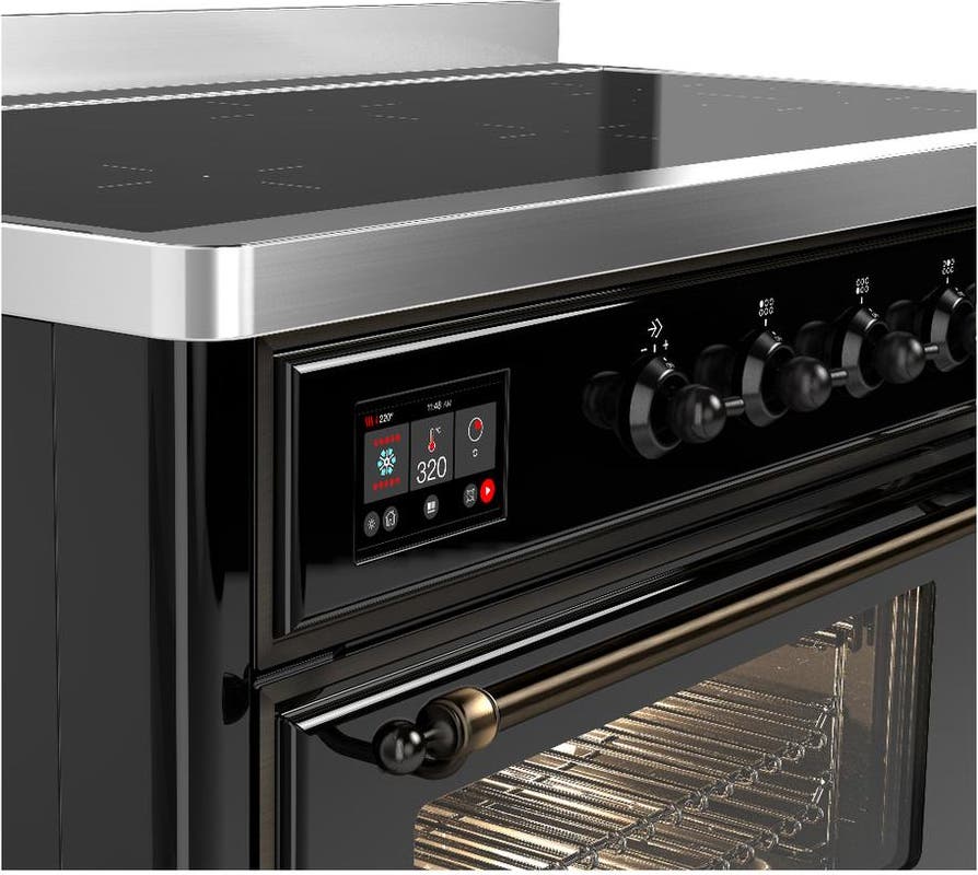 Ilve UMIB48NR3BKB Glossy Black With Burnished Trim
