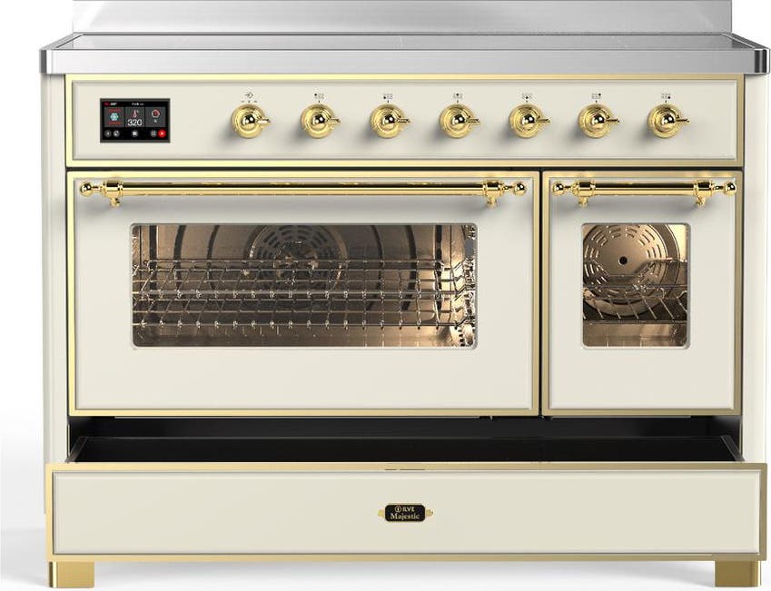 Ilve UMIB48NR3AWG Antique White With Brass Trim