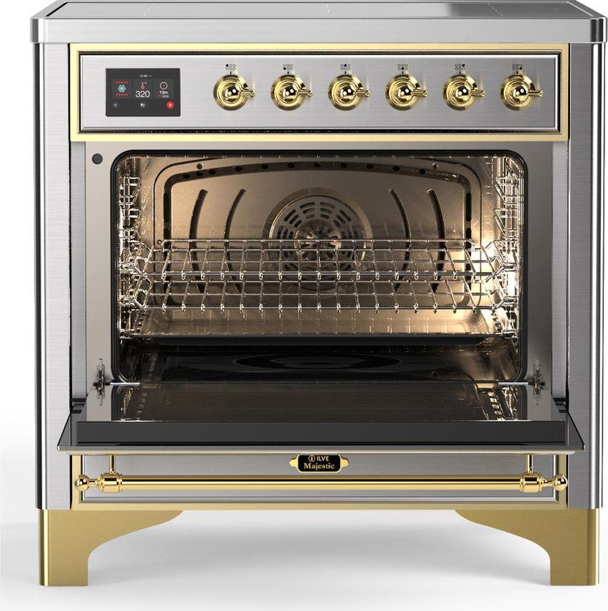 Ilve UMIB36QNR3SSG Stainless Steel With Brass Trim