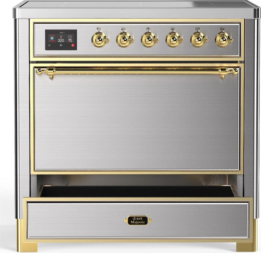 Ilve UMIB36QNR3SSG Stainless Steel With Brass Trim