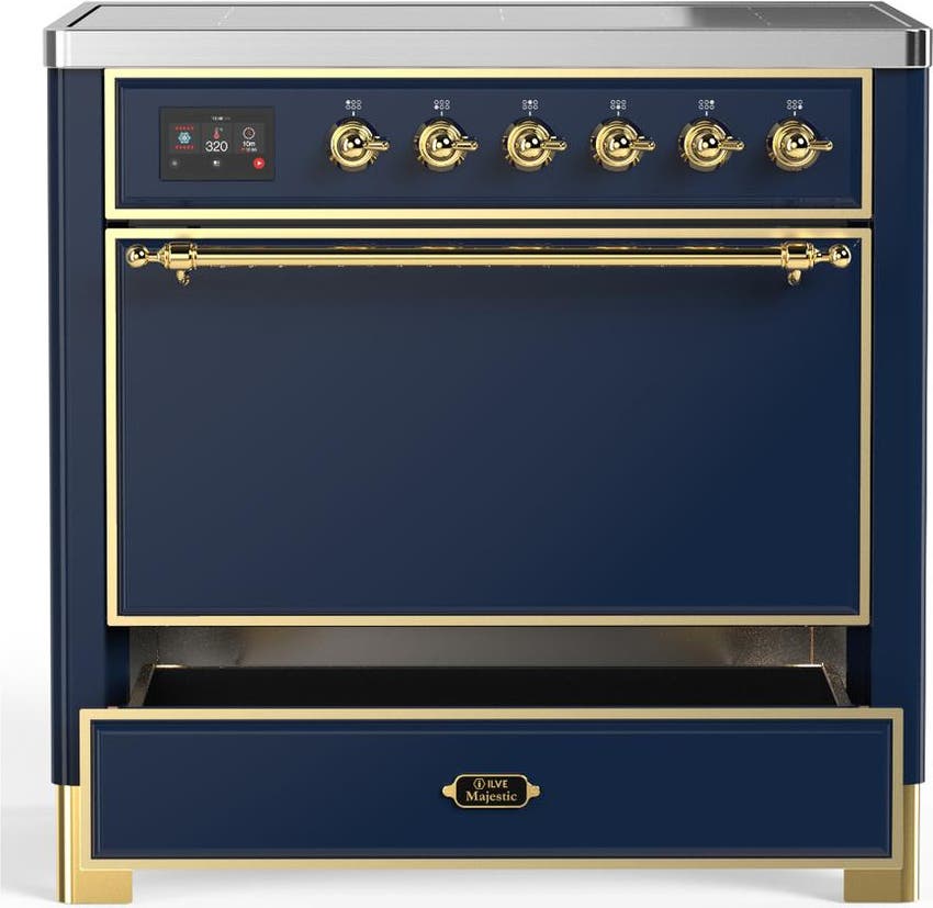 Ilve UMIB36QNR3MBG Midnight Blue With Brass Trim