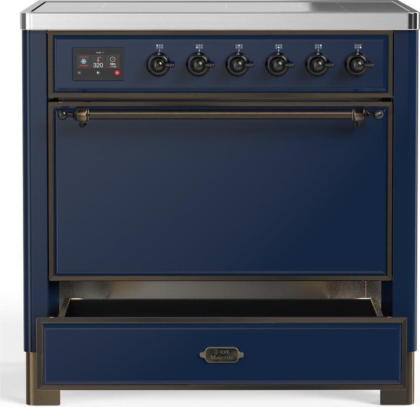 Ilve UMIB36QNR3MBB Midnight Blue With Burnished Trim