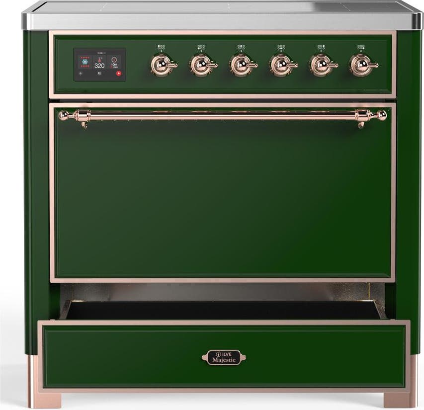 Ilve UMIB36QNR3EGP Emerald Green With Copper Trim