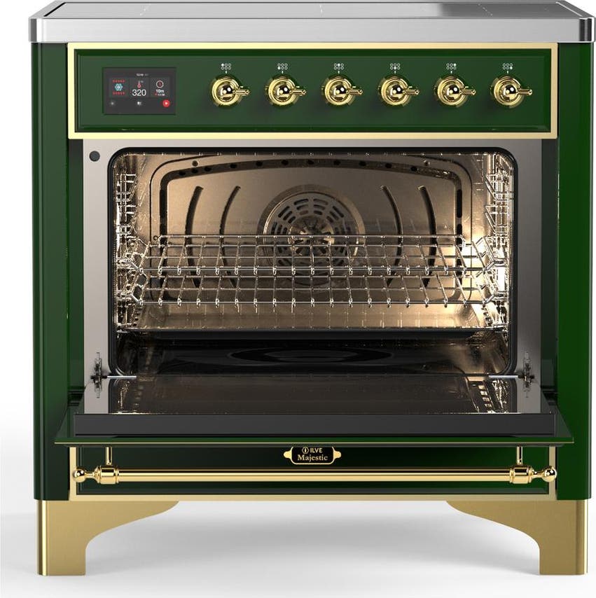 Ilve UMIB36QNR3EGG Emerald Green With Brass Trim
