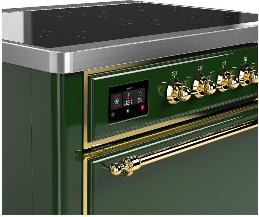 Ilve UMIB36QNR3EGG Emerald Green With Brass Trim