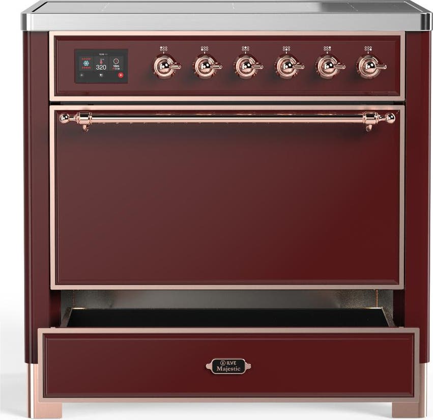 Ilve UMIB36QNR3BUP Burgundy With Copper Trim
