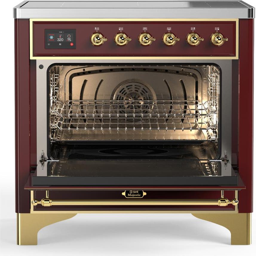 Ilve UMIB36QNR3BUG Burgundy With Brass Trim