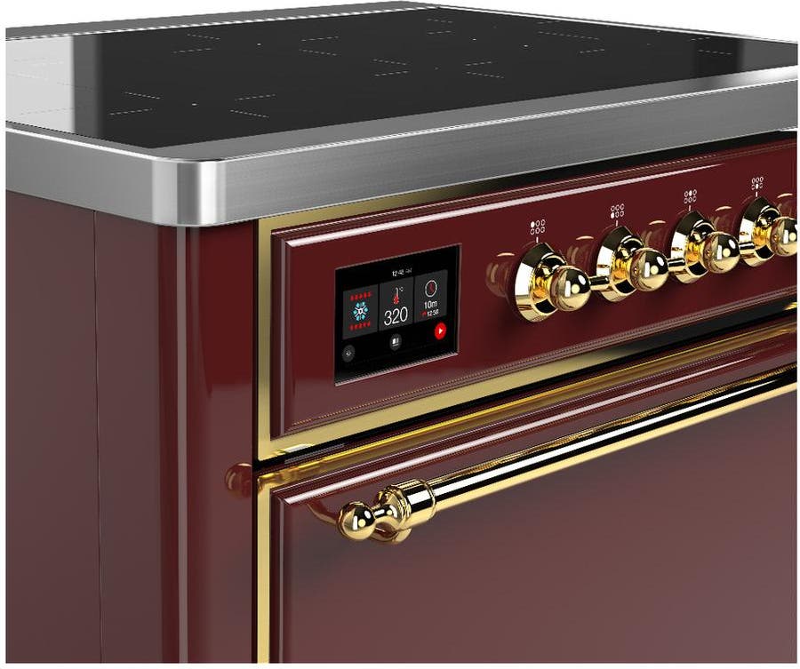 Ilve UMIB36QNR3BUG Burgundy With Brass Trim