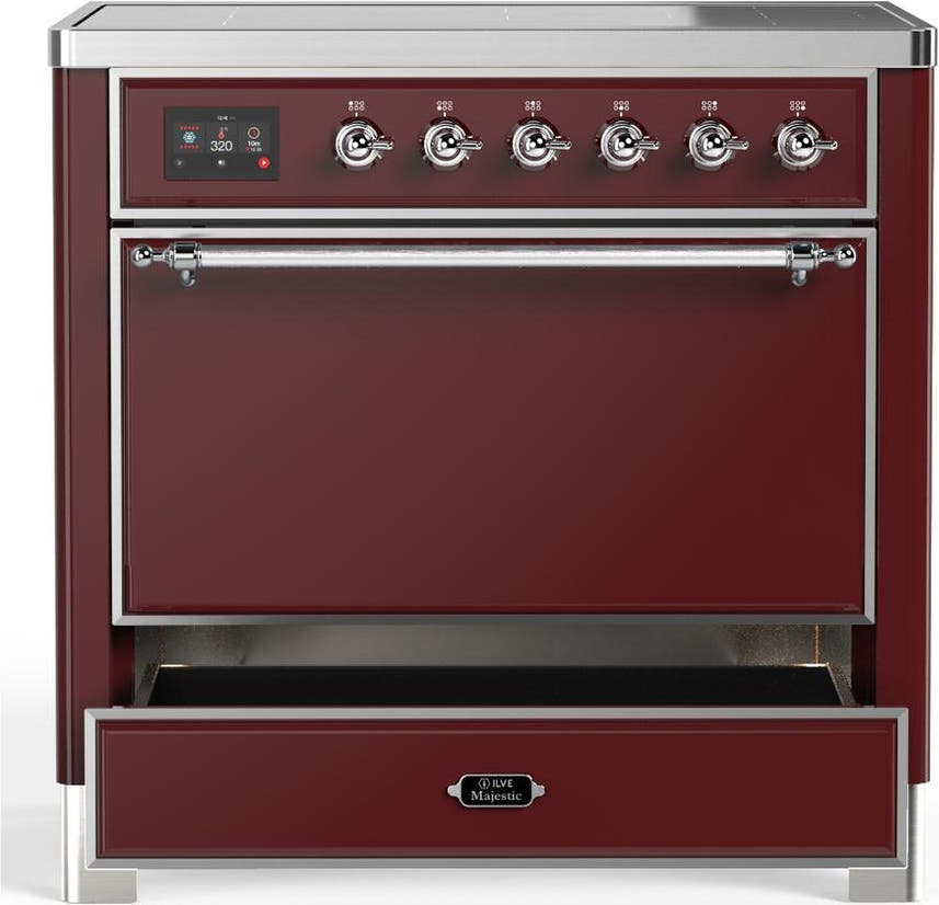 Ilve UMIB36QNR3BUC Burgundy With Chrome Trim
