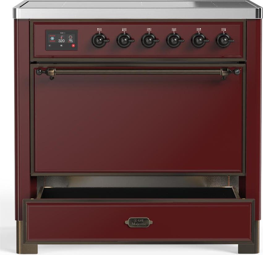 Ilve UMIB36QNR3BUB Burgundy With Burnished Trim