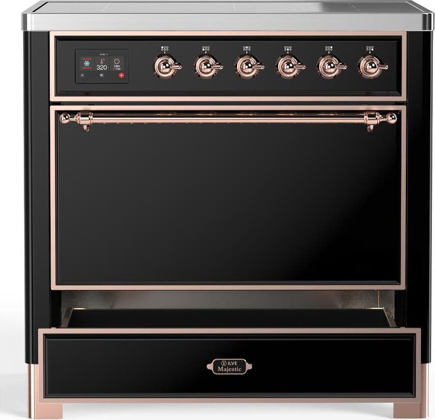 Ilve UMIB36QNR3BKP Glossy Black With Copper Trim