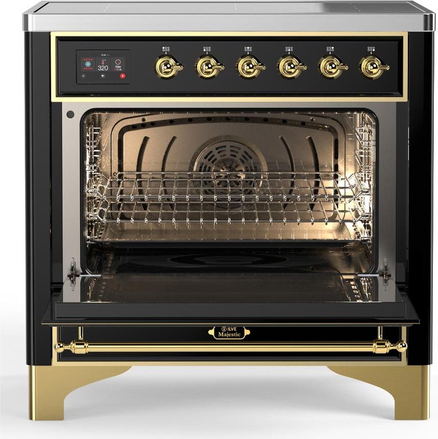 Ilve UMIB36QNR3BKG Glossy Black With Brass Trim