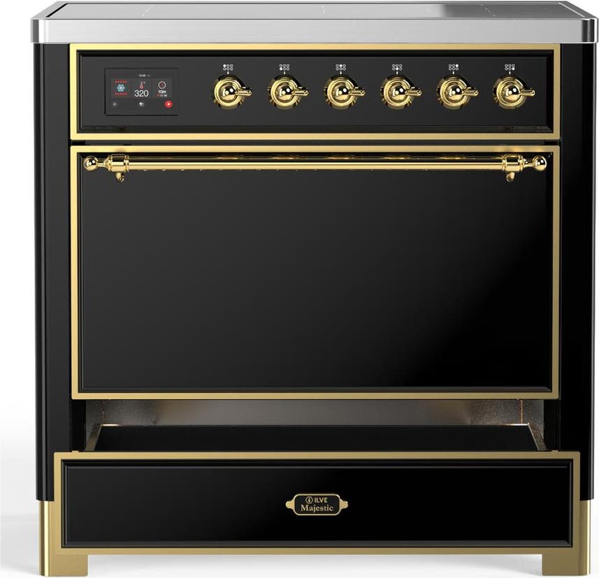 Ilve UMIB36QNR3BKG Glossy Black With Brass Trim